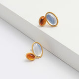 Spanish Medieval Earring Niche Frosted Glass 18k Plated Silver Needle