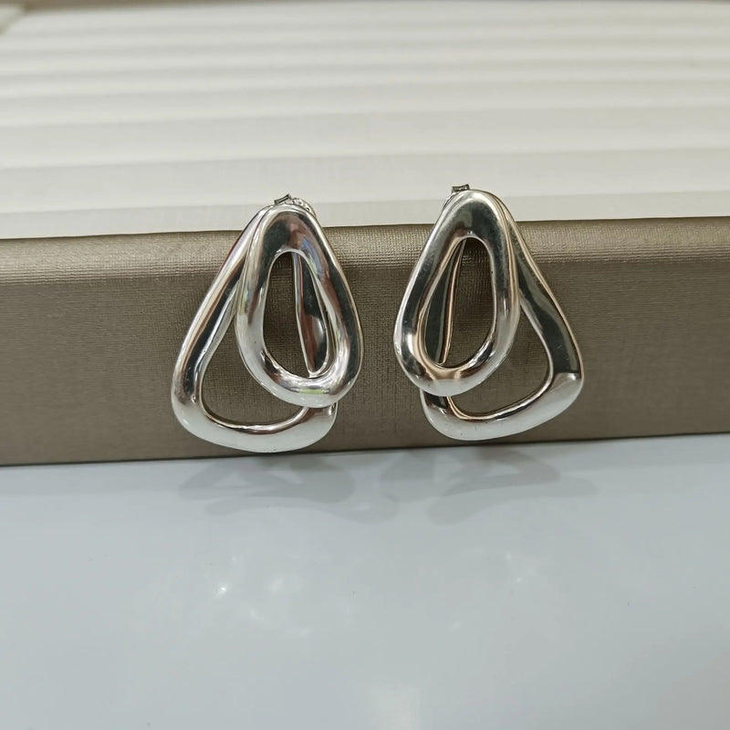 925 Silver Stud Earrings Water Drop Charm Beads Jewelry Gift