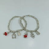 925 Silver Crystal Bead Palm & Horseshoe Bracelet