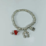 925 Silver Crystal Lucky Bead Palm & Horseshoe Bracelet