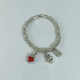 925 Silver Crystal Lucky Bead Bracelet with Palm & Horseshoe Charm
