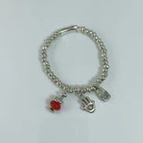 925 Silver Crystal Lucky Bead Palm & Horseshoe Bracelet