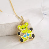 Spanish Teddy Bears Enamel Cartoon Love Heart Small Bear Choker