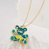 Spanish Teddy Bears Enamel Cartoon Love Heart Small Bear Choker