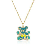 Spanish Teddy Bears Enamel Cartoon Love Heart Small Bear Choker