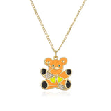 Spanish Teddy Bears Enamel Cartoon Love Heart Small Bear Choker