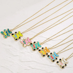 Spanish Teddy Bears Enamel Cartoon Love Heart Small Bear Choker