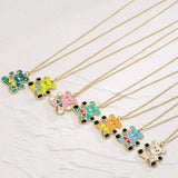 Spanish Teddy Bears Enamel Cartoon Love Heart Small Bear Choker