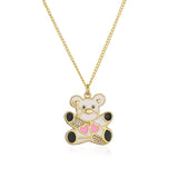 Spanish Teddy Bears Enamel Cartoon Love Heart Small Bear Choker
