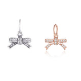 Sterling Silver Sparkling Bow Bone Beads for DIY Bracelets
