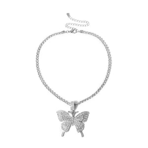 Crystal Pave Butterfly Pendant Iced Out Necklace