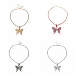 Crystal Pave Butterfly Pendant Iced Out Necklace