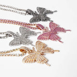 Crystal Pave Butterfly Pendant Iced Out Necklace