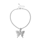 Crystal Pave Butterfly Pendant Iced Out Necklace