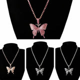 Crystal Pave Butterfly Pendant Iced Out Necklace
