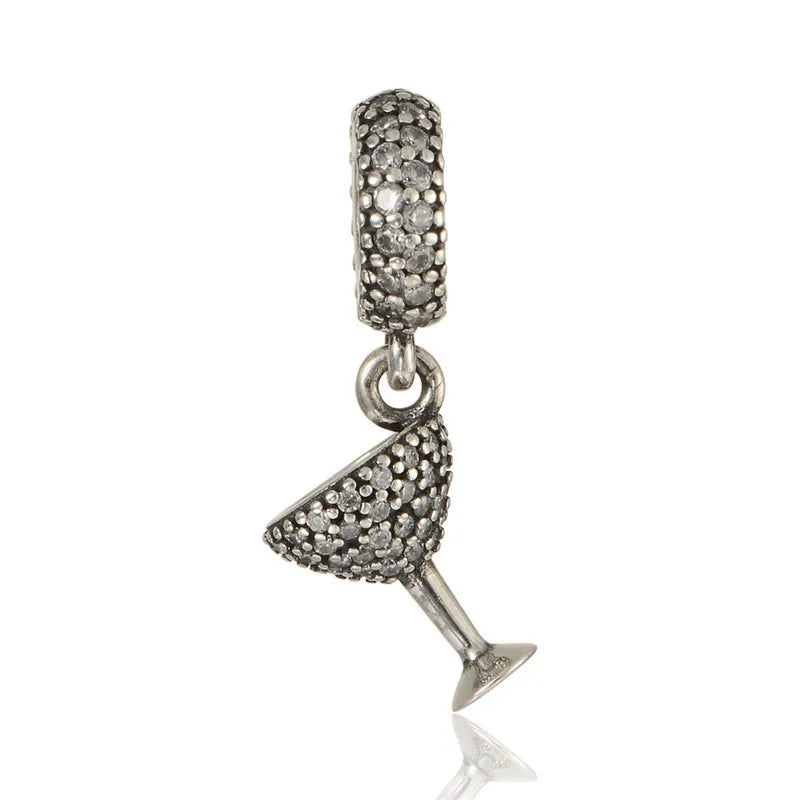 Summer Wine Cup Silver Charms for Bracelets Women Jewelry