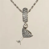 Summer Wine Cup Silver Charms for Bracelets Women Jewelry