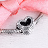 Silver Sparking Heart Charm Christmas Jewelry DIY Beads