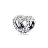 Silver Sparking Heart Charm Christmas Jewelry DIY Beads