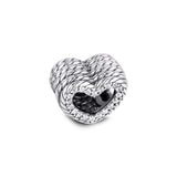 Silver Sparking Heart Charm Christmas Jewelry DIY Beads