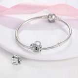 Key and Lock Bead Charm for Bracelet Necklace Enamel Silver Jewelry