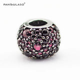 Pink CZ Charm 925 Silver Beads for Bracelet Making