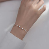 925 Silver Zircon Star Bangle Resizable Open Bracelet Wedding Jewelry