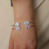 CZ Charm Bangle Bracelet Silver Rose