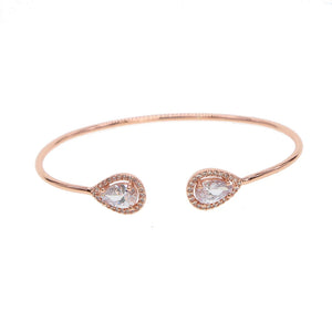 CZ Charm Bangle Bracelet Silver Rose
