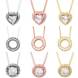 925 Silver Necklace Sparkle Timeless Heart Forever Collier