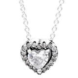 925 Silver Necklace Sparkle Timeless Heart Forever Collier