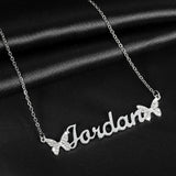 Sparkle Zircon Name Pendant Two Butterfly Letter Necklace for Daughter