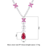 9*14MM Ruby Gemstone Pendant Necklace for Women
