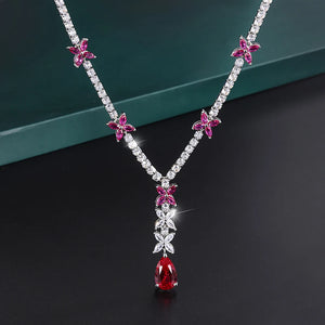 9*14MM Ruby Gemstone Pendant Necklace for Women
