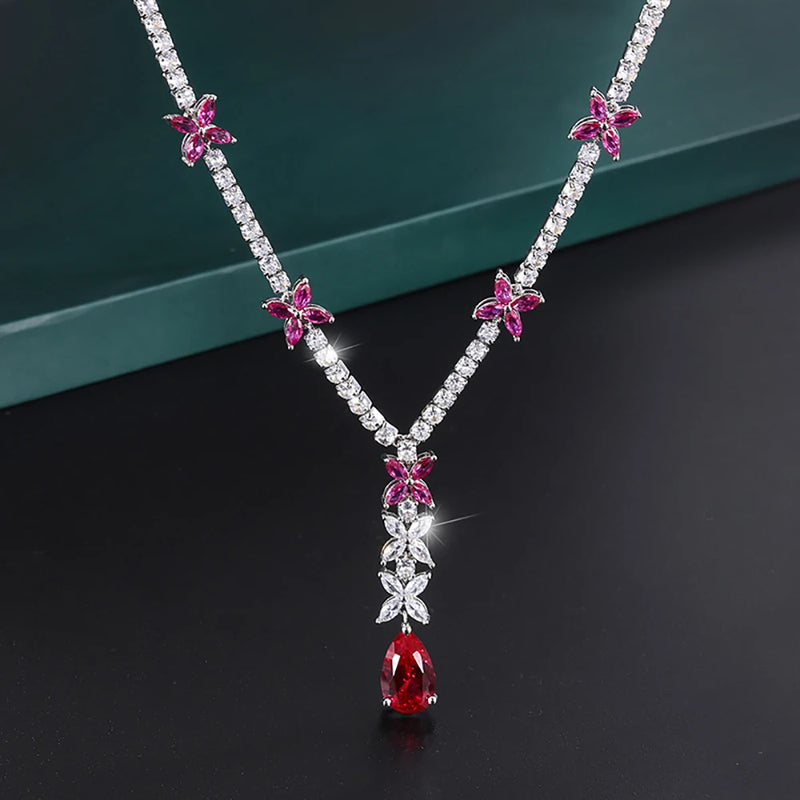 9*14MM Ruby Gemstone Pendant Necklace for Women