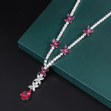9*14MM Ruby Gemstone Pendant Necklace for Women