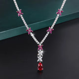 9*14MM Ruby Gemstone Pendant Necklace for Women