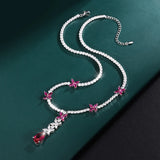 9*14MM Ruby Gemstone Pendant Necklace for Women