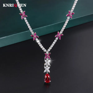 9*14MM Ruby Gemstone Pendant Necklace for Women