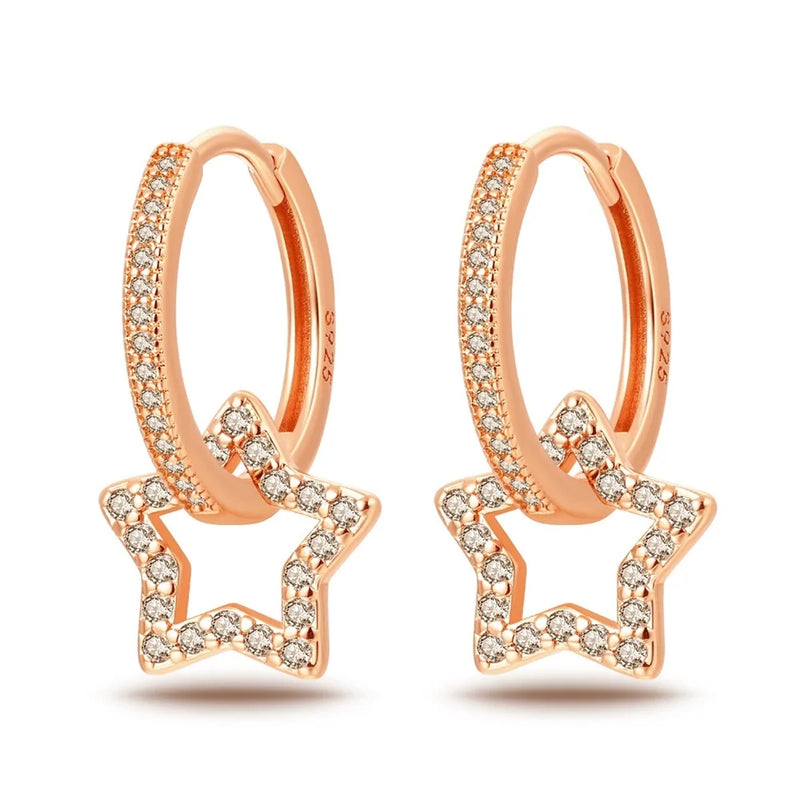 925 Silver Rose & Star Pendant Rose Earrings Star Watching