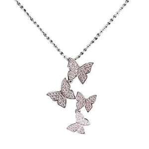 925 Sterling Silver Zircon Butterfly Necklace Choker Gift for Mom