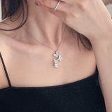 925 Sterling Silver Zircon Butterfly Necklace Choker Gift for Mom