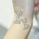 925 Sterling Silver Zircon Butterfly Necklace Choker Gift for Mom
