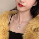 925 Sterling Silver Zircon Butterfly Necklace Choker Gift for Mom
