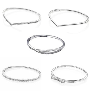 Sparkling Shimmering Crystal Pan Bracelet 925 Sterling Silver Bead Charms
