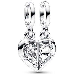 Angel Wings & Moon Pendant 925 Silver Charm for Bracelet DIY