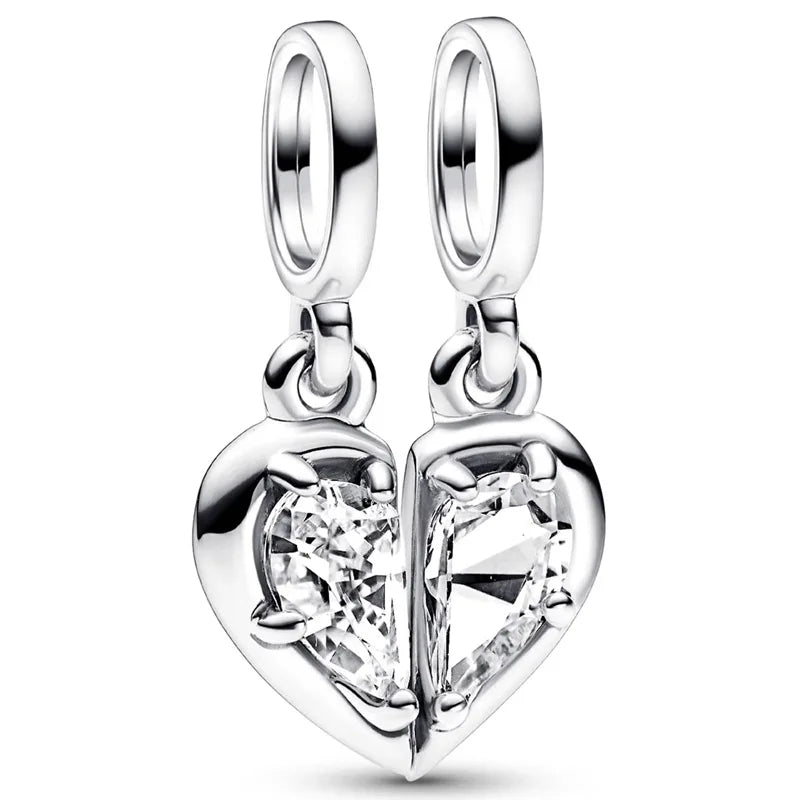 Angel Wings & Moon Pendant 925 Silver Charm for Bracelet DIY