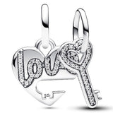 Sparkling Angel Wings Key & Moon Santa Space Love Rocket Pendant Bead