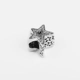 Sterling Silver Sparkling Asymmetric Star Charm Bead for DIY Jewelry