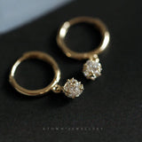 Zircon Stud Earrings 925 Silver Plated 14K - Small Sparkling Design